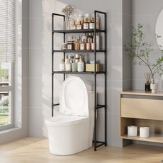 블랙 강화형 3단 변기 위 수납선반 욕실 공간활용 정리대, 1개, 검은색