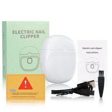 電動指甲刀美甲器成人修甲磨甲器嬰兒童防夾肉自動指甲刀, 1個, 電動指甲刀 白色英文版:如圖