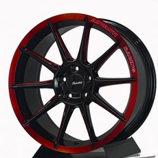 Advanti ADV-43A 鑄造鋁圈，18吋 5孔114規格，提升操控性與散熱效果，麗車坊專業安裝, 亮黑車邊肋骨銑削+紅, 1個