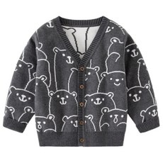 萱寶媽咪 韓版兒童春秋薄款針織外套 男童女童長袖開衫寬鬆鈕扣兒童外套