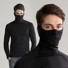 RAVER 겨울 남자 기모 이너티 목폴라 롱하이넥 히트텍, 블랙