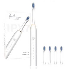음파 진동칫솔 충전식 전동칫솔 칫솔모 5개 세트 스마트 미세모 화이트 Q233, 1세트, 단품