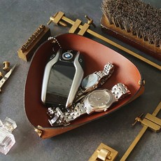 해머스미스 868 가죽 악세사리 차 키 트레이 보석함 데스크테리어 소품 정리함, 브라운, 각인 미작업