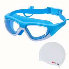 하이라라 어린이 물안경 유아용 키즈 + 수영모 세트, 1개, 하늘