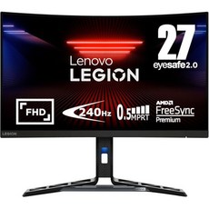 레노버 리전 R27fc-30 게이밍 모니터 27인치 FHD 커브드 280Hz 0.5ms MPRT AMD FreeSync VESA Adaptive Sync 높이/기울기, 27" Curved Monitor, 1개