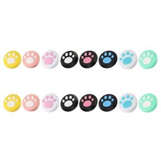 16Pcs 발바닥 디자인 조이스틱 보호 커버 실리콘 엄지 그립 게임 컨트롤러용 미끄럼 아날로그 캡 고양이 모