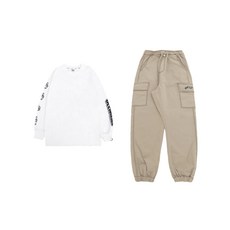 OCELOT JUNIOR [SET] 빅토리 + 면 포인트로고 팬츠 (화이트베이지)