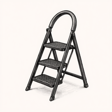 오브민 접이식 A형 계단형 가정용 사다리 블랙 2단 3단, 1개