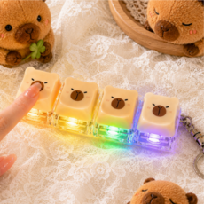 키캡하우스 카피바라 말랑 키캡 키링 LED 딸깍이 클리커 키보드 키홀더, 1개, 카피바라 4구 1개, 카피바라 4구