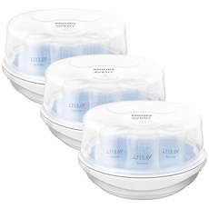 젖병 컵 등을 위한 아벤트 전자레인지 스팀 살균기 SCF281/05, 4 Count (Pack of 3), Microwave Sterilizer, Without dryer