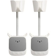 무타공 부착식 사슴 자바라 샤워기 거치대 고정 홀더 걸이 욕실, 2개, 화이트