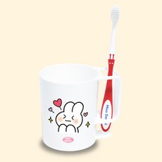 미소덴탈 양치컵칫솔세트 어린이 유아 어린이집 유치원 아동 키즈, 1개, 21)토끼가좋아세트