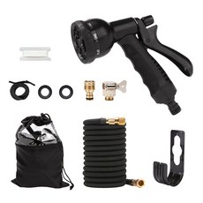 레브홈 만능 고압분사기 늘어나는 물 호스 세트, 블랙, 7.5m