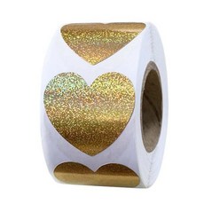이음모음 반짝이 하트 스티커, 1롤, 펄골드