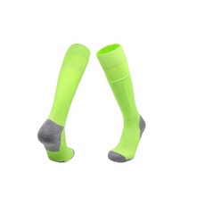 足球襪 透氣吸濕排汗運動長襪 加厚足底防滑 多功能男女適用, 螢光黃L, 1個
