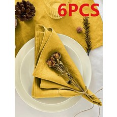 리넨 폴리에스터 단색 냅킨은 레스토랑 주방 테이블 휴일 파티 장식에 적합합니다, 1개, 1개, 18. Yellow 6pcs