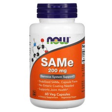 NOW Foods SAMe(디설페이트 토실레이트) 200mg 식물성 캡슐 60정, 1개
