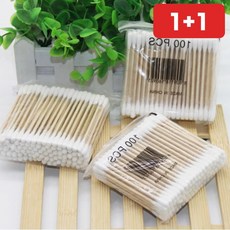 피부친화 우드 면봉 KC인증 안전설계 이중팁 위생적 귀여운 1+1, 상세페이지 참조, onda 고급면봉100매