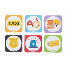 edusante 磁力車牌 職業組 台灣製造 兒童協調平衡訓練遊戲, 1個, 6片/職業各1片(一組