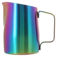 밀크 피처 14.5온스/420ml 에스프레소 스팀 피처 스테인리스 스틸 우유 거품기 저그 라떼 아트용(멀티컬러), 멀티컬러