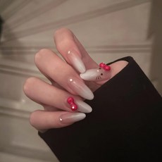 穿戴甲甲片高級感手工法式豹紋貓眼美甲片女士預製假指甲, 1個, BY1998紅領貓咪:手工甲S碼#10片/袋