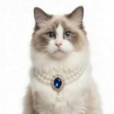 반려동물 강아지 고양이 진주 팬던트 목걸이, 1개, 블루 다이아몬드_M