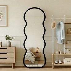 Zzang Room 비정형 스탠드 전신거울 인테리어 아치형, 블랙