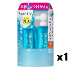 비오레 UV 아쿠아리치 워터리 에센스 선크림 본체 + 리필 세트, 1개
