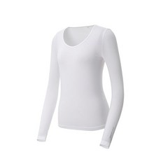 챌린저 여성 냉감 UV 차단 라운드넥 베이스레이어 화이트