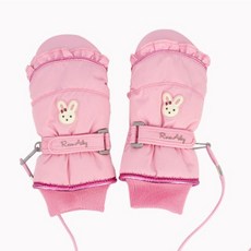 Roraely Bungeori雙層荷葉邊滑雪手套 兒童幼兒兒童冬季羽絨手套