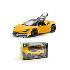 【台灣出貨】1:43合金超跑模型車，仿真警車合金模型，兒童玩具賽車, 【超跑】法拉利-黃, 1個
