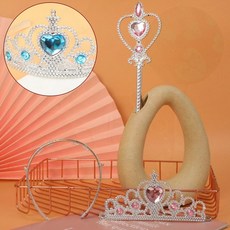 여아 공주왕관 할로윈 파티 머리띠 요술봉 세트, 1개, MOON 블루요술봉