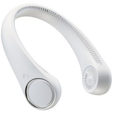 코스키 휴대용 무선 넥밴드 선풍기 BLDC 대용량 4000mAh-M5 부직포주머니 포함, 화이트