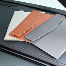 차량 자동차 등록증 케이스 커버 A5 가죽 바인더 보관 파우치 서류 매뉴얼 영수증 봉투, 브라운, 색상:브라운