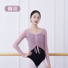 성인 발레복 상의 스트링 망사 디자인 무용 폴댄스 체조복 상의