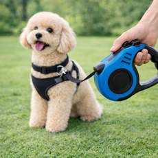 비디 원터치 잠금 길이조절 반려동물 자동 리드줄, 1개, 블루