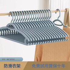 防滑衣架 無痕寬肩晾衣架, 1個, (升級加厚款)【防滑衣架】洛克藍:5只