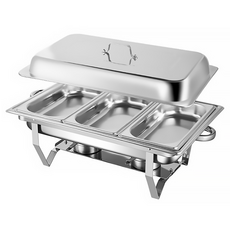 리브문 뷔페용 스텐 음식 진열 트레이 차핑디쉬, 1개, 3칸