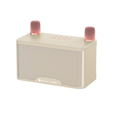 噗可 藍牙5.0連接 混音降噪 家庭派對 戶外露營娛樂, 雙人無線麥克風行動KTV音響組 奶茶