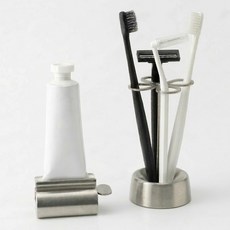 제로드원 올 스텐 304 칫솔꽂이 칫솔 거치대 + 치약짜개 SET, 1개