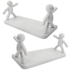 다올려 부착식 선반 무타공 붙이는 벽선반 거치대, 2개입-그레이+부착4단걸이, 1단