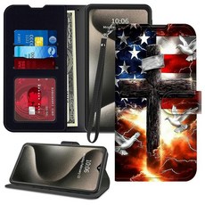 GFRGTFHYT 아이폰 16용 폰 케이스 6.1인치 지갑 신용 카드 홀더 손목 스트랩 PU 가죽 RFID 차단 마그네틱 플립 킥스탠드 카드 슬롯 케이스 커버 아이폰 16 20