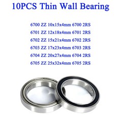 10PCS 6700zz 6700rs 10x15x4 6700 6701 6702 6703 6704 6705 2RS ZZ 초박형 깊은 홈 볼 링 초박형 벽 밀봉, 6700 ZZ 10x15x4, ABEC-5, ABEC 5, 10개