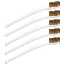 HJZII 5개 황동 브러시 구리 청소기 메이슨리 브러시 와이어 플럭스 3D 프린터 노즐 핫 엔드 청소 용접 슬래그 녹 칫솔 청소용 걸이 구멍이 있는