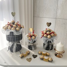 골든 페탈 페레로로쉐 꽃다발 졸업식 발렌타인데이 크리스마스 발표회 전시회, 미니, 블랙