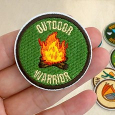 皮卡布 戶外登山露營刺繡布貼 補丁徽章, 1個, 3號-營火,熱熔膠