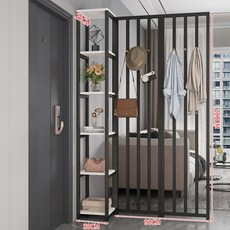 스크린 파티션 거실 출입문 차단 연철 입구 선반 모던 심플 그릴 중공 벽, 07 130Cm black rack   w