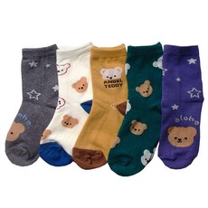 다다삭스 푸푸베어(5족) 유아동양말 초등학생 키즈 어린이 남아 여아 아기