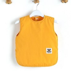 방수 순면 앞치마 식사용 팔토시 유아용 놀이 세트, 1개, 소형 로고 옐로우 민소매, 중형 2-3세 신장80-95cm