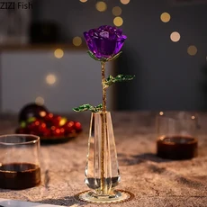 노르딕 유리 크리스탈 장미 시뮬레이션 부케 장식 꽃병 공예품 라이트 럭셔리 홈 발렌타인데이 선물, 09 H--flowers, 1개